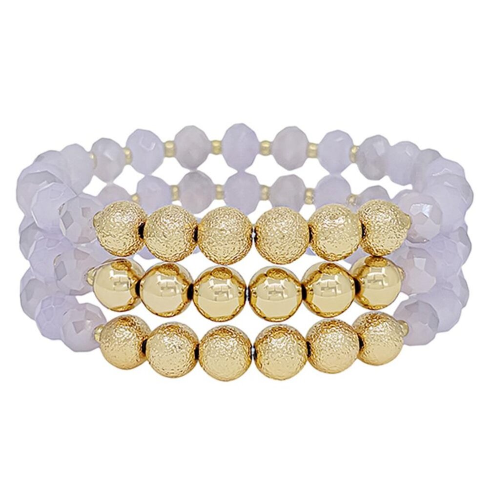 TEXTURE BALL BEADED BRACELET SET